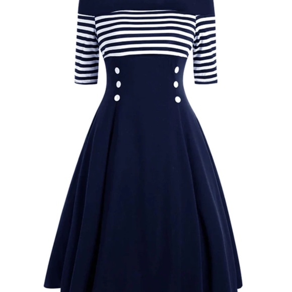 Retro 50s Navy dress - Picture 3 of 4